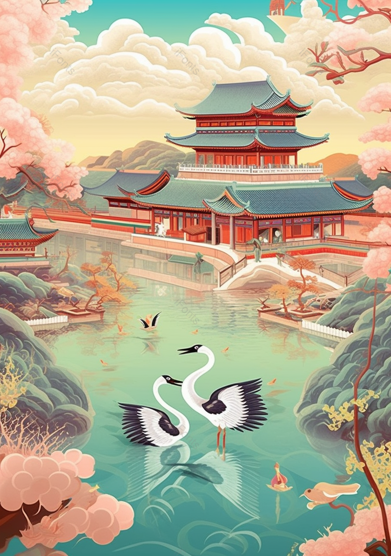 古代房屋建筑宫殿插画背景,插画/手绘图,插画/手绘图库,插画/手绘图下载,插画/手绘
